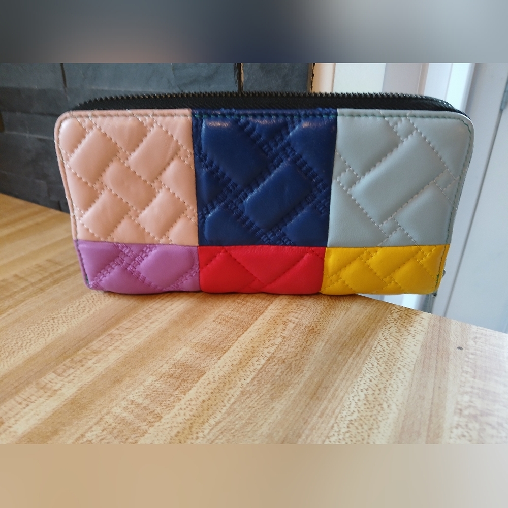 Kurt Geiger EUC Colorblock Patchwork Long Zip Wal… - image 3